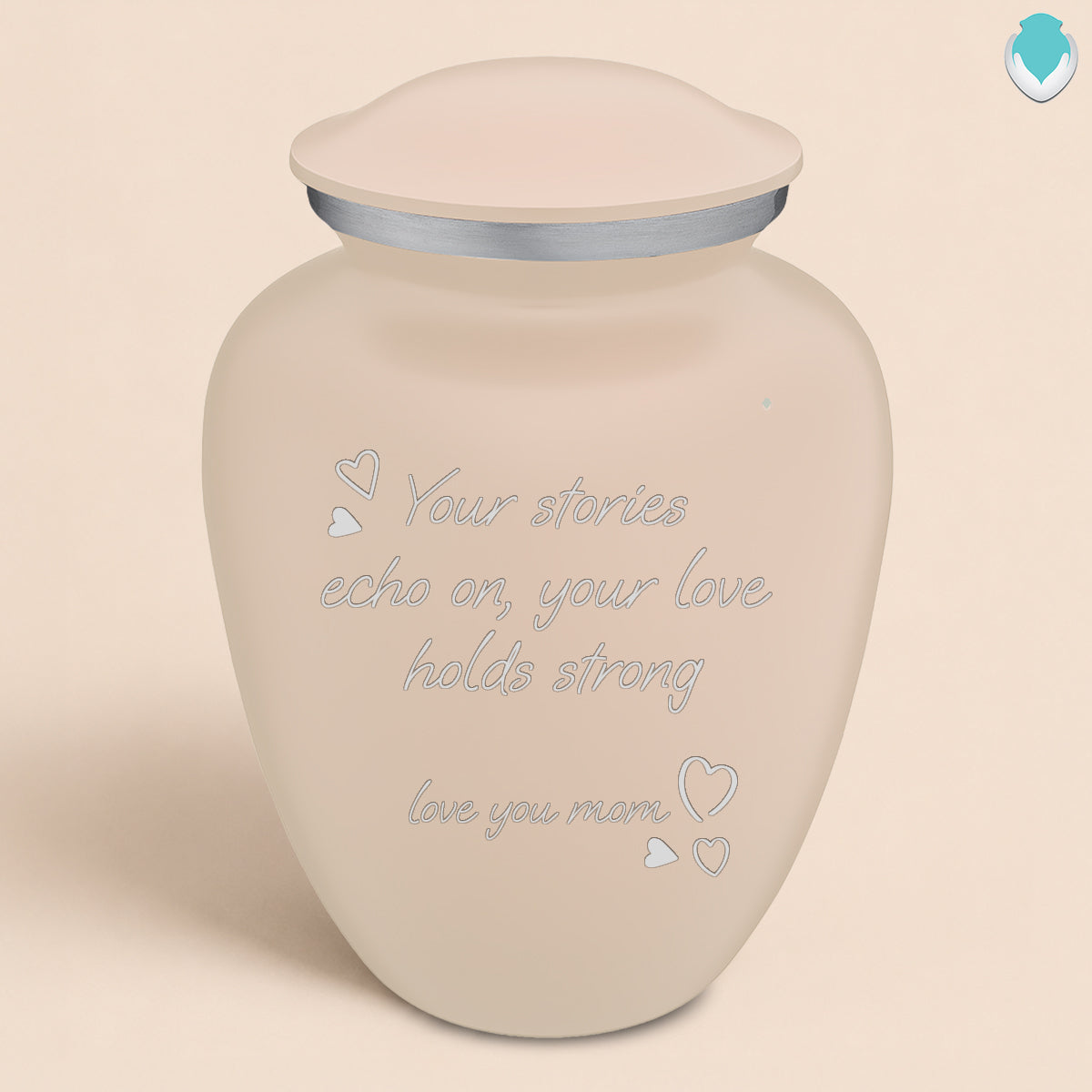 Adult Embrace Cream Handwritten Cremation Urn