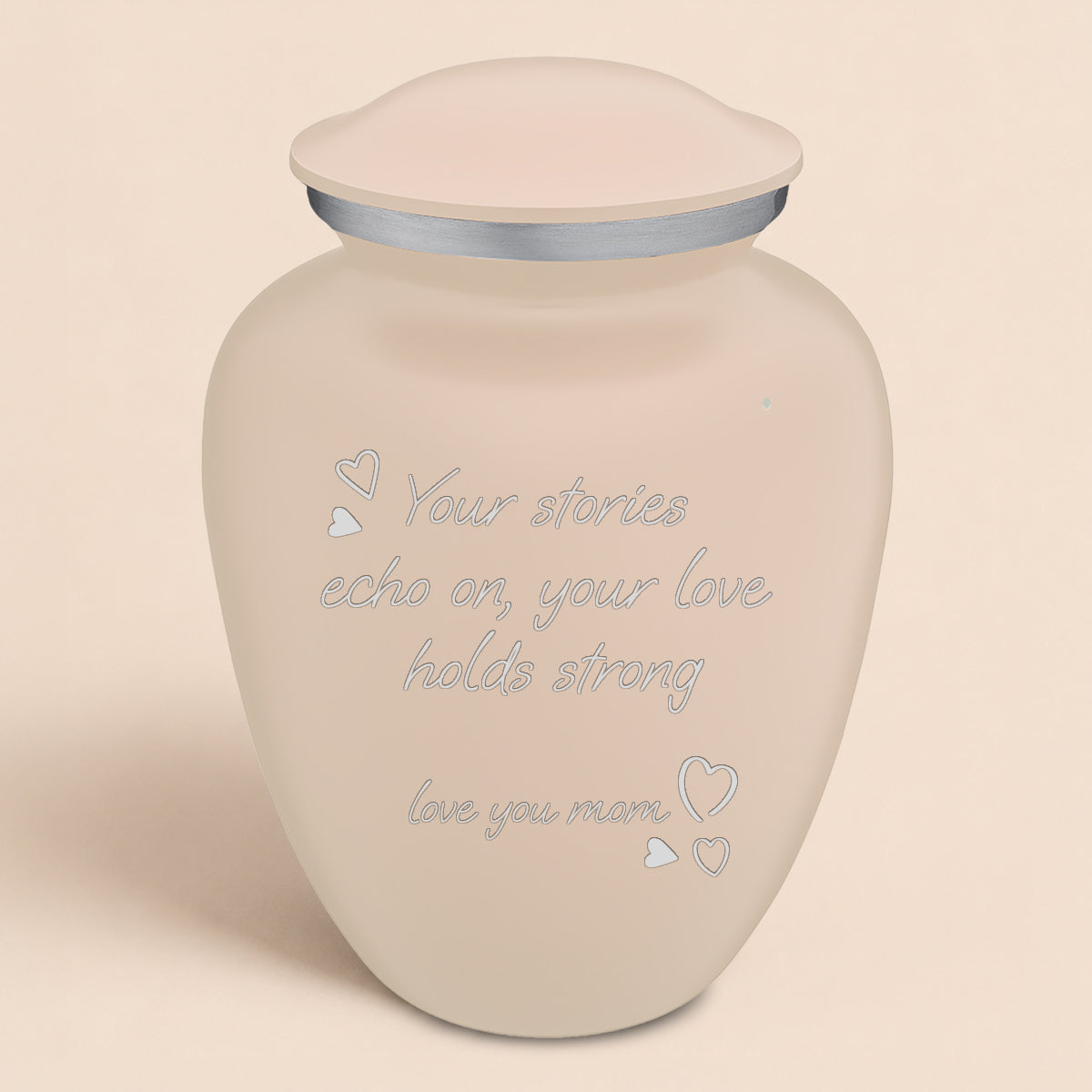 Adult Embrace Cream Handwritten Cremation Urn