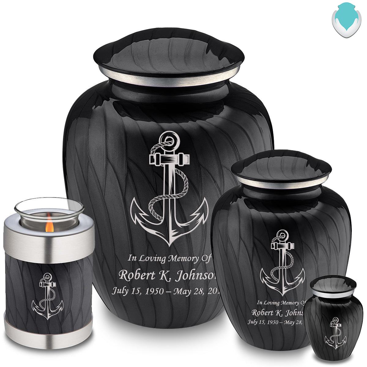 Keepsake Embrace Pearl Black Anchor Cremation Urn
