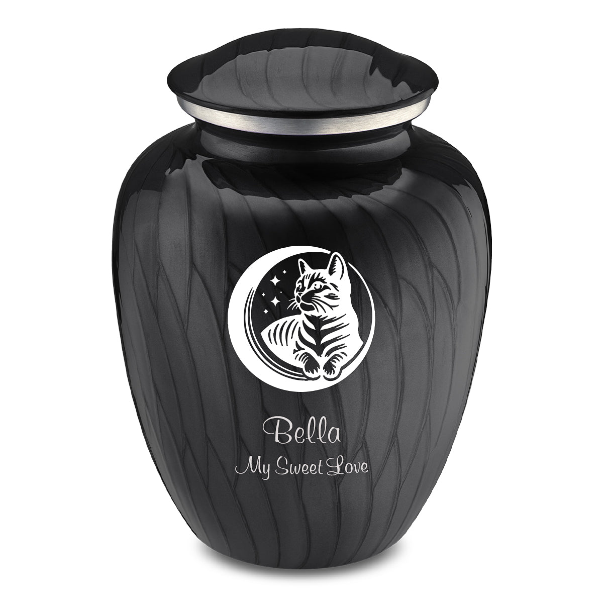 Large Embrace Pearl Black  Pet Cute Cat Cremation Urn