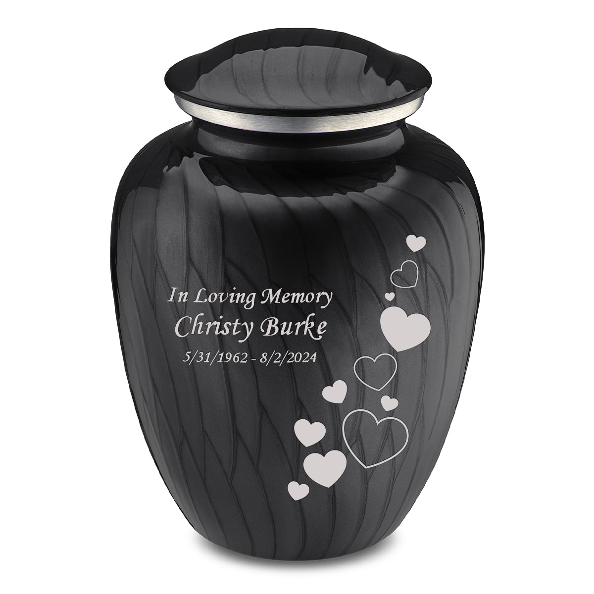 Adult Embrace Pearl Black Floating Heart Cremation Urn