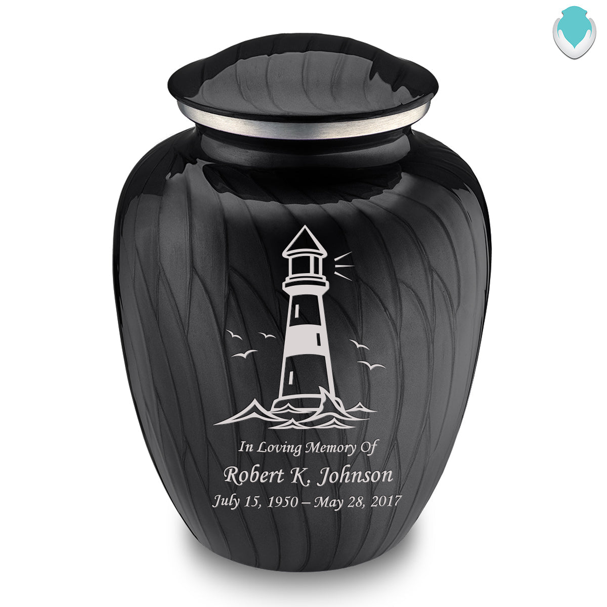 Adult Embrace Pearl Black Lighthouse Cremation Urn