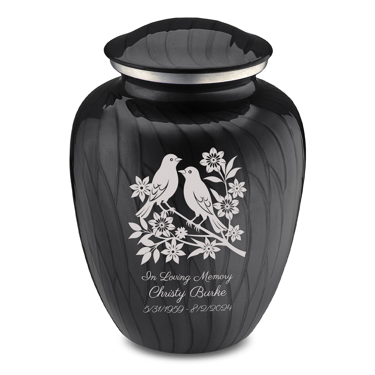 Adult Embrace Pearl Black Songbirds Cremation Urn