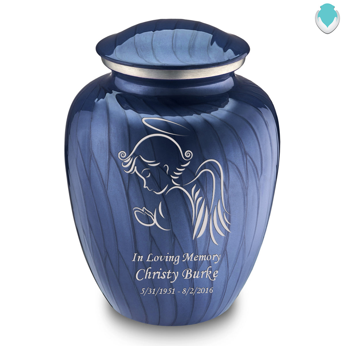 Adult Embrace Pearl Cobalt Blue Angel Cremation Urn