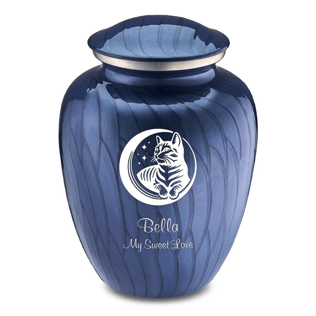 Large Embrace Pearl Cobalt Blue  Pet Cute Cat Cremation Urn