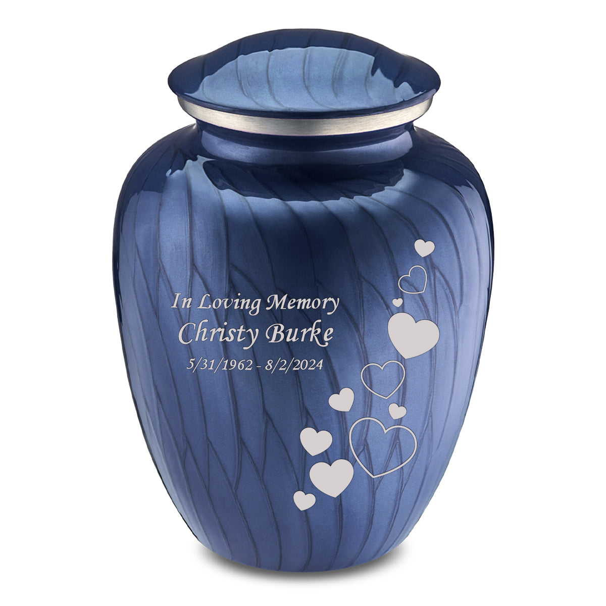 Adult Embrace Pearl Cobalt Blue Floating Heart Cremation Urn