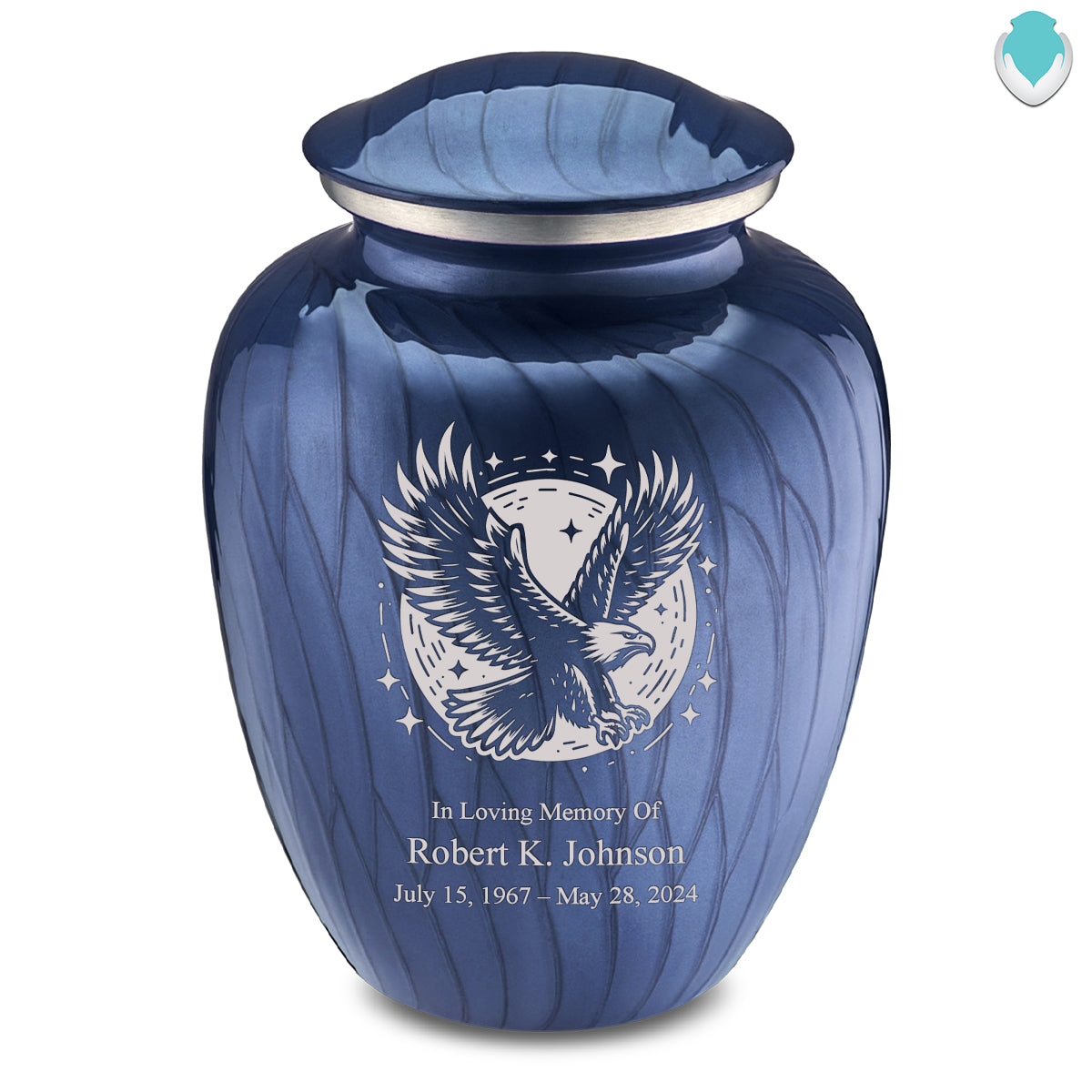 Adult Embrace Pearl Cobalt Blue Flying Eagle Cremation Urn