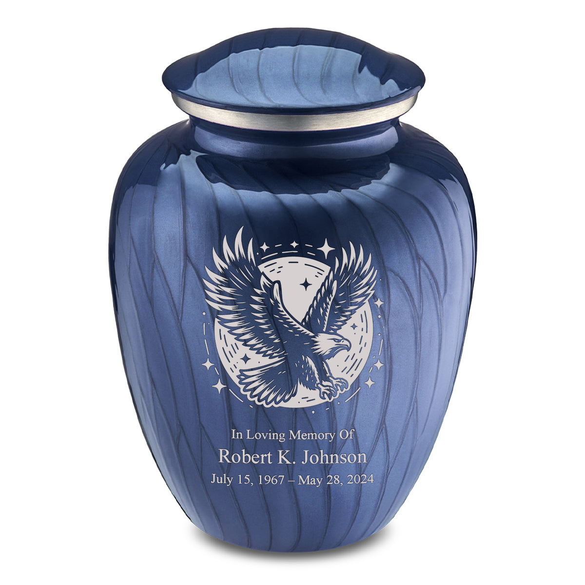 Adult Embrace Pearl Cobalt Blue Flying Eagle Cremation Urn