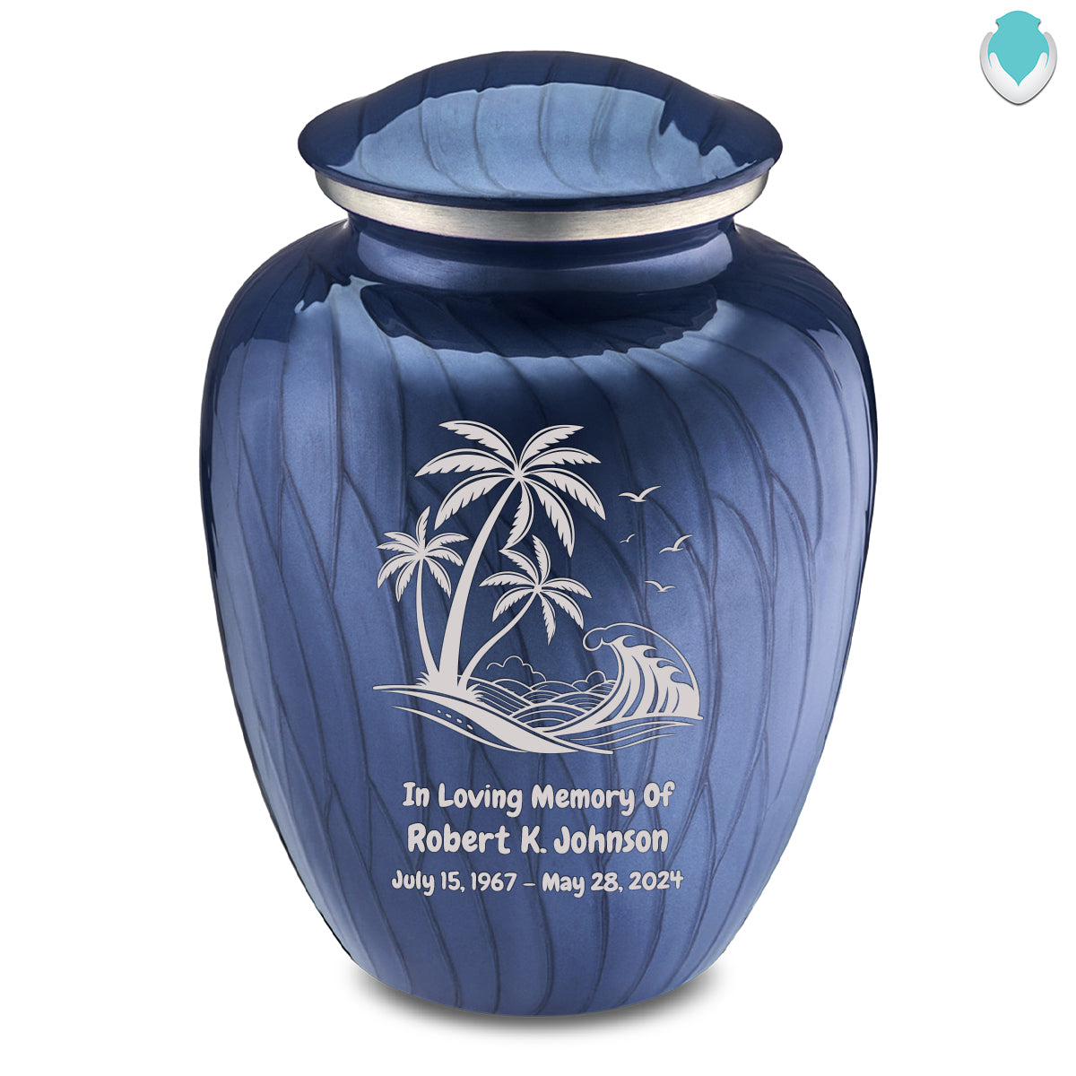 Adult Embrace Pearl Cobalt Blue Palm Beach Cremation Urn