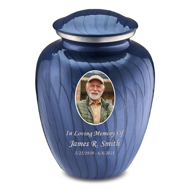 Adult Embrace Pearl Cobalt Blue Portrait Cremation Urn