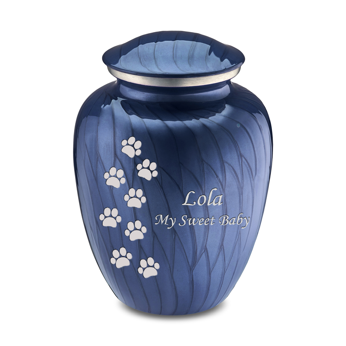 Large Embrace Pearl Cobalt Blue Walking Paws Pet Cremation Urn