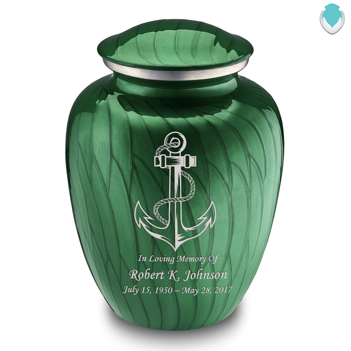 Adult Embrace Pearl Green Anchor Cremation Urn