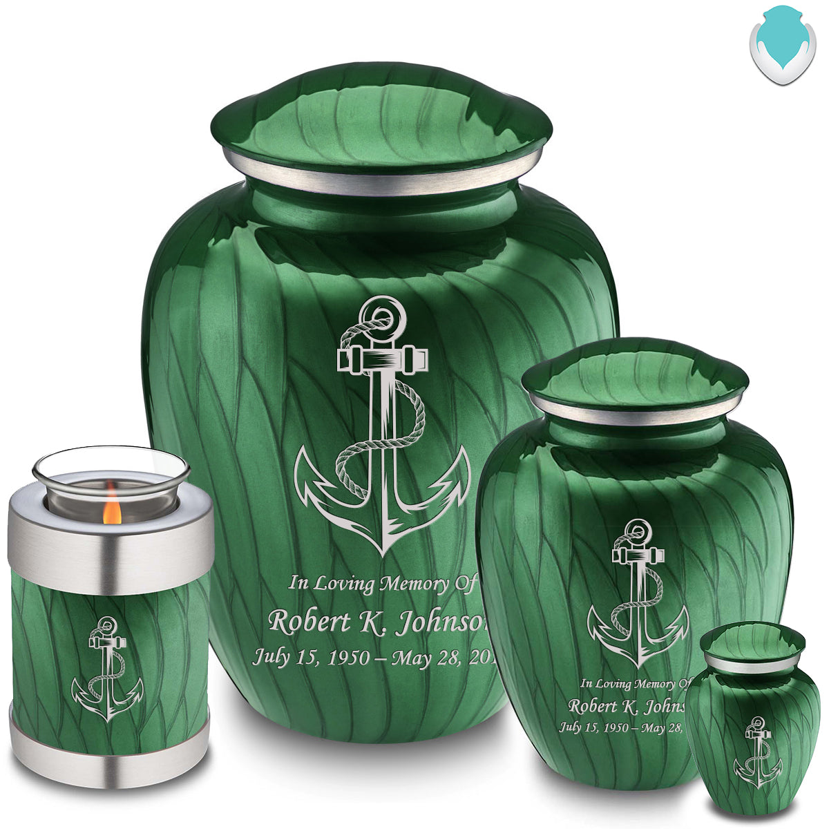 Medium Embrace Pearl Green Anchor Cremation Urn