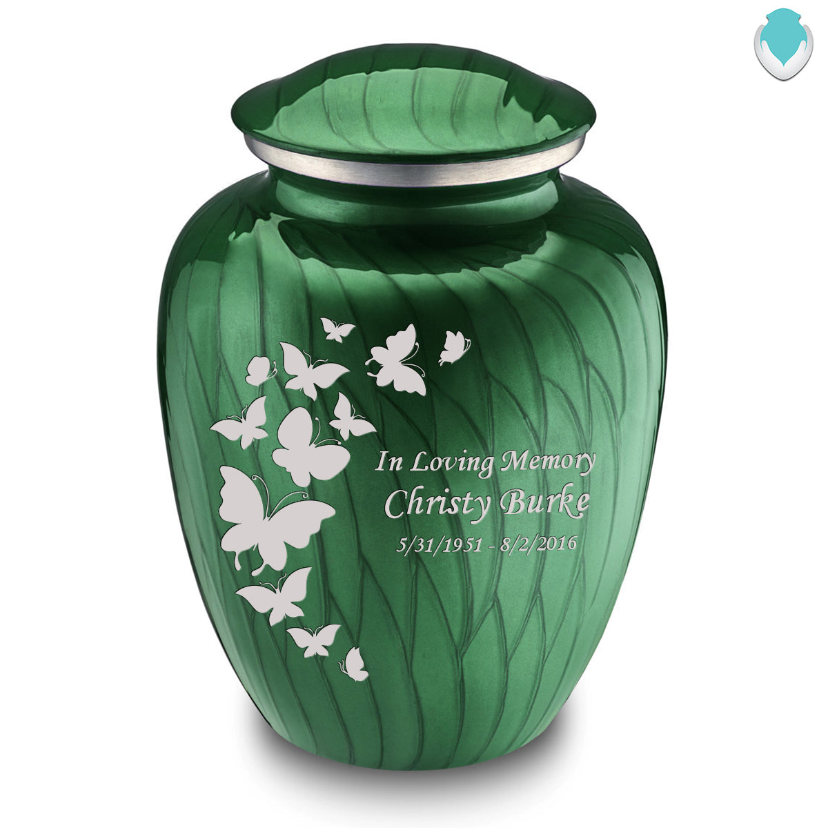 Adult Embrace Pearl Green Butterfly Cremation Urn