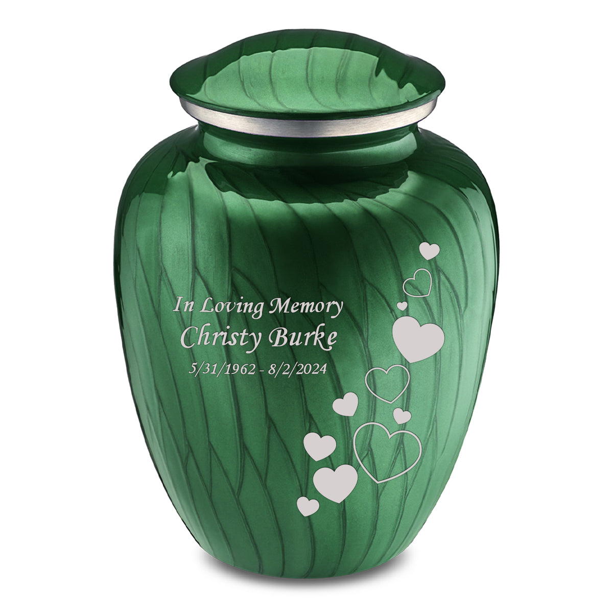 Adult Embrace Pearl Green Floating Heart Cremation Urn