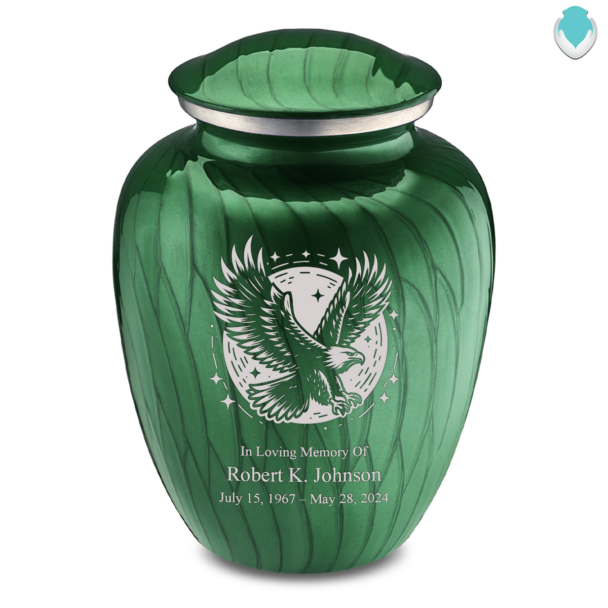 Adult Embrace Pearl Green Flying Eagle Cremation Urn
