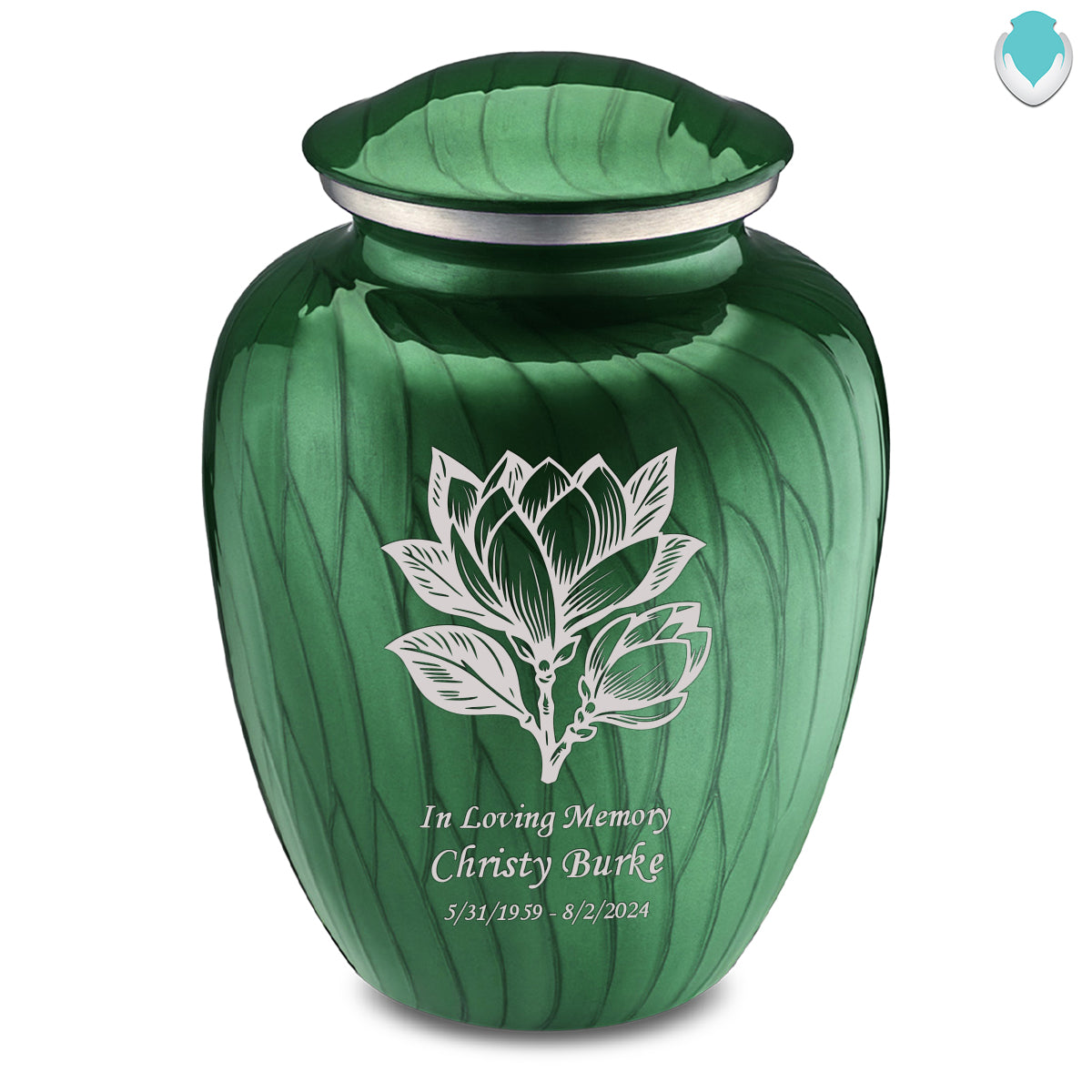 Adult Embrace Pearl Green Magnolia Flower Cremation Urn