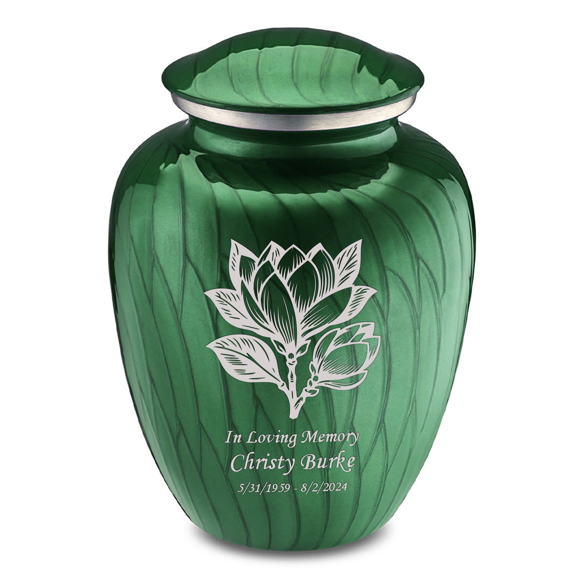 Adult Embrace Pearl Green Magnolia Flower Cremation Urn