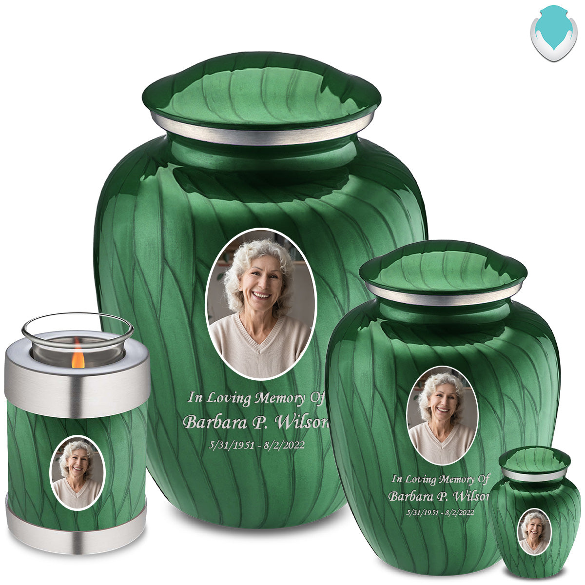 Candle Holder Embrace Pearl Green Portrait Cremation Urn