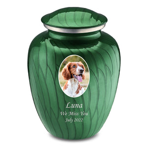 Adult Pet Embrace Pearl Green Portrait Cremation Urn