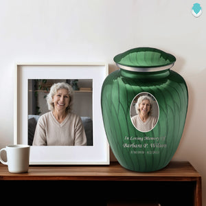 Adult Embrace Pearl Green Portrait Cremation Urn