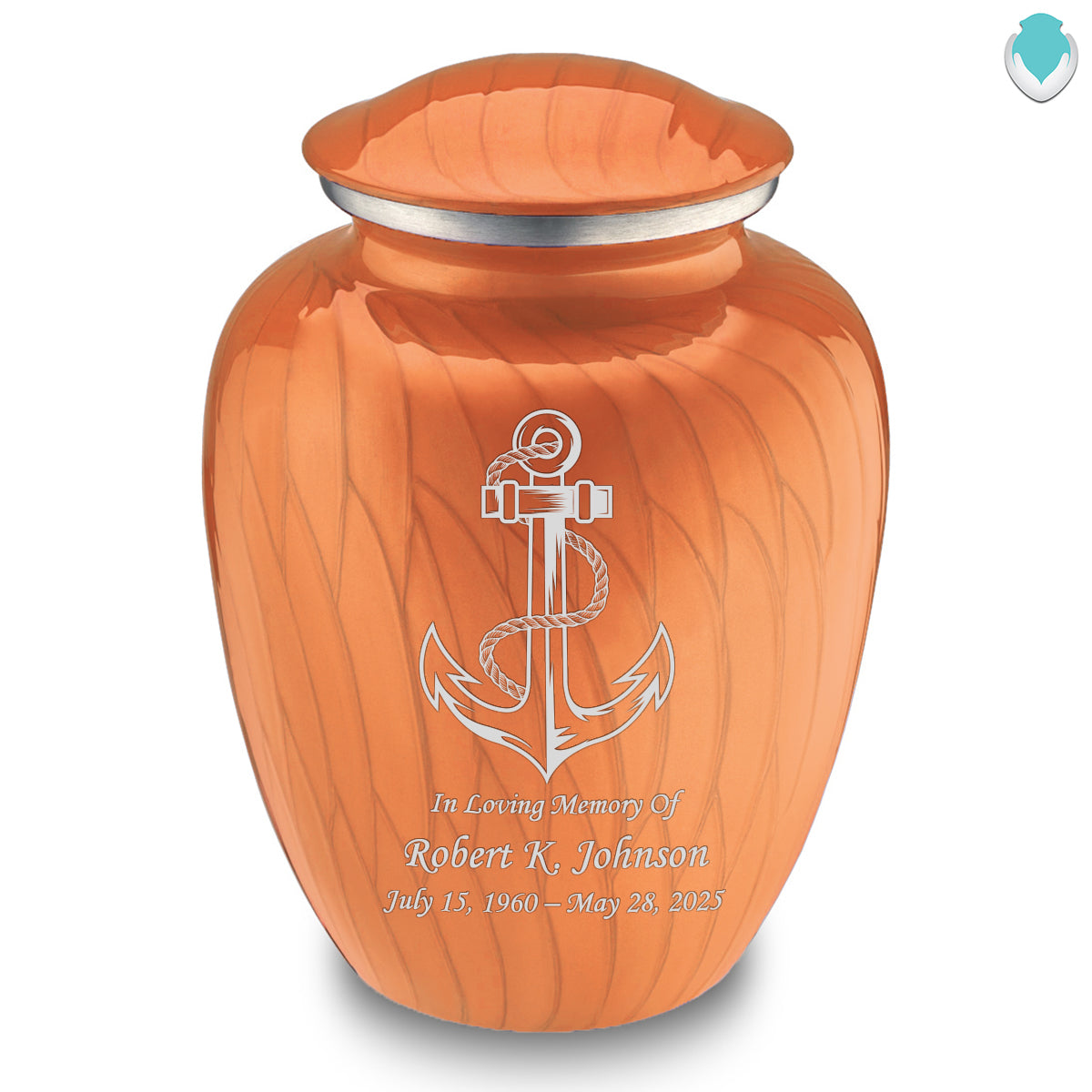 Adult Embrace Pearl Orange Anchor Cremation Urn