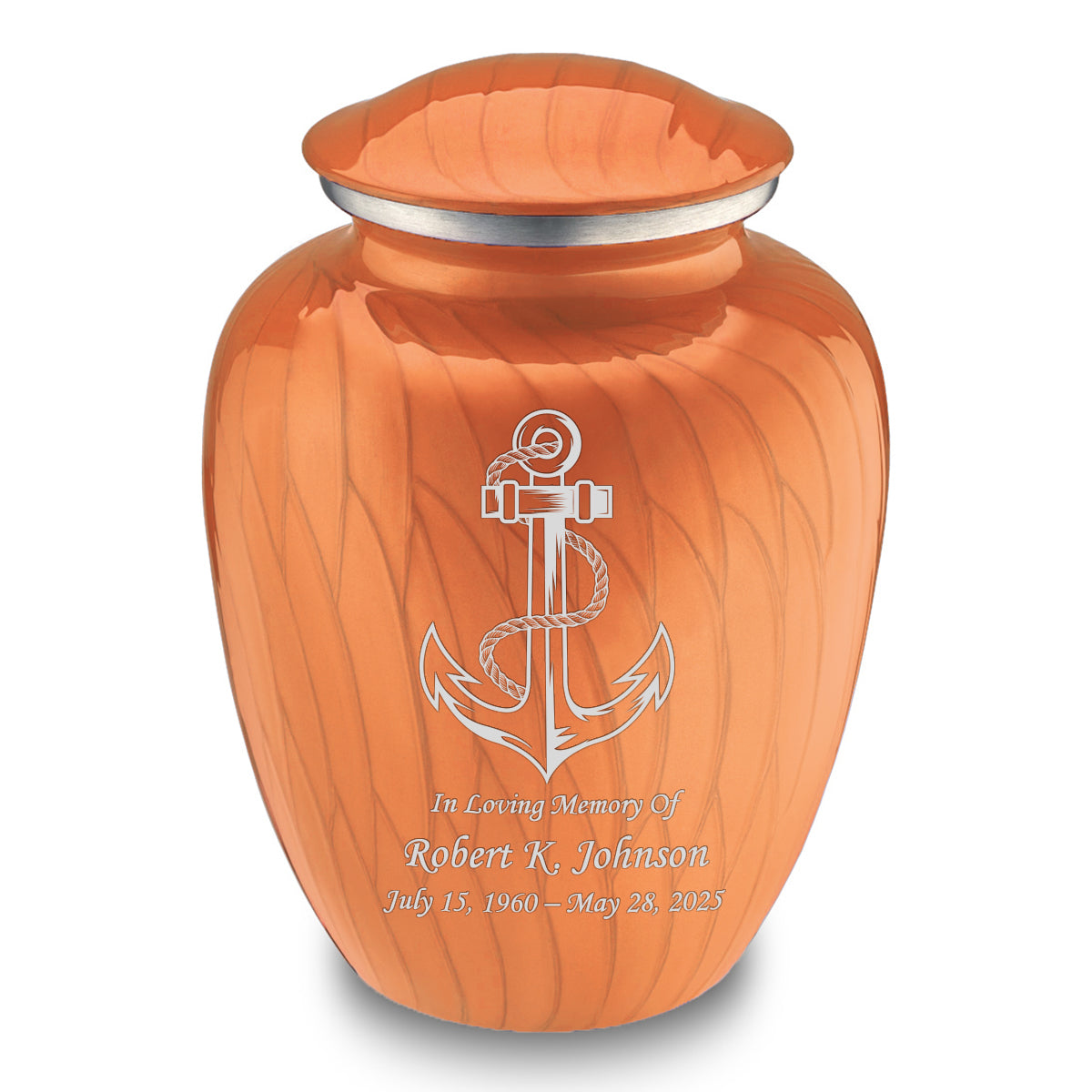 Adult Embrace Pearl Orange Anchor Cremation Urn