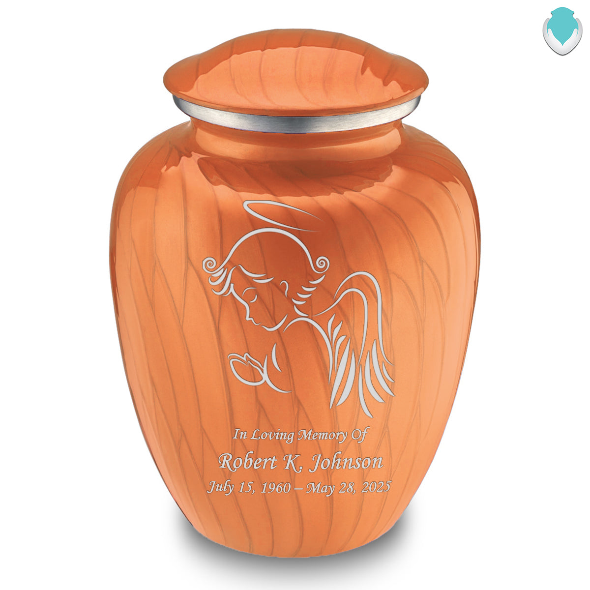 Adult Embrace Pearl Orange Angel Cremation Urn