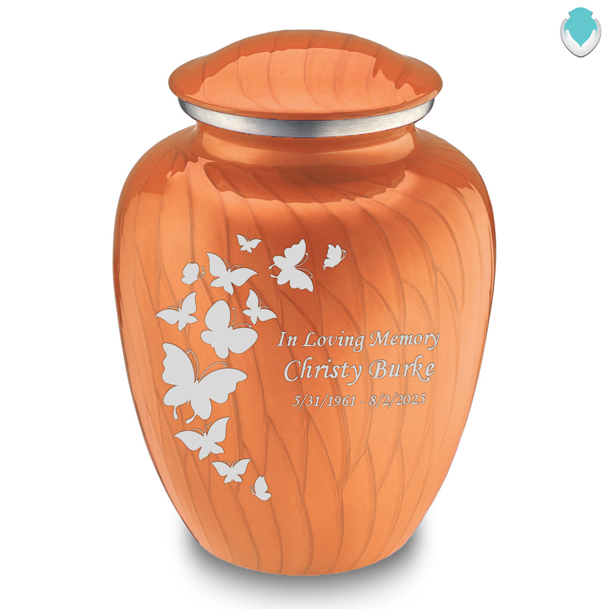 Adult Embrace Pearl Orange Butterfly Cremation Urn