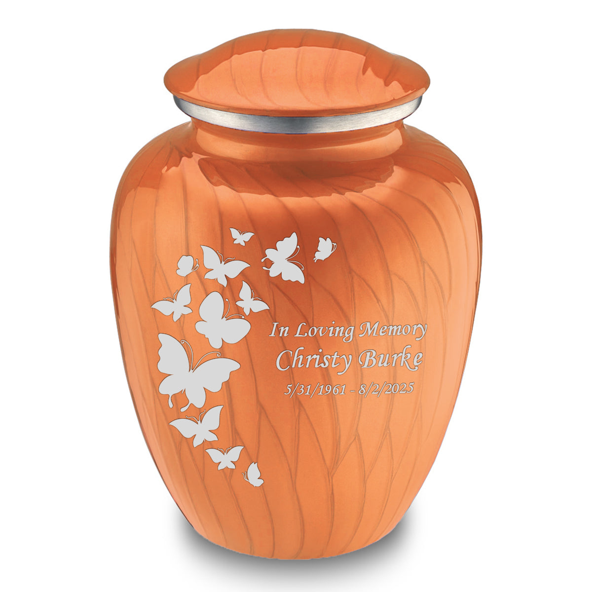 Adult Embrace Pearl Orange Butterfly Cremation Urn