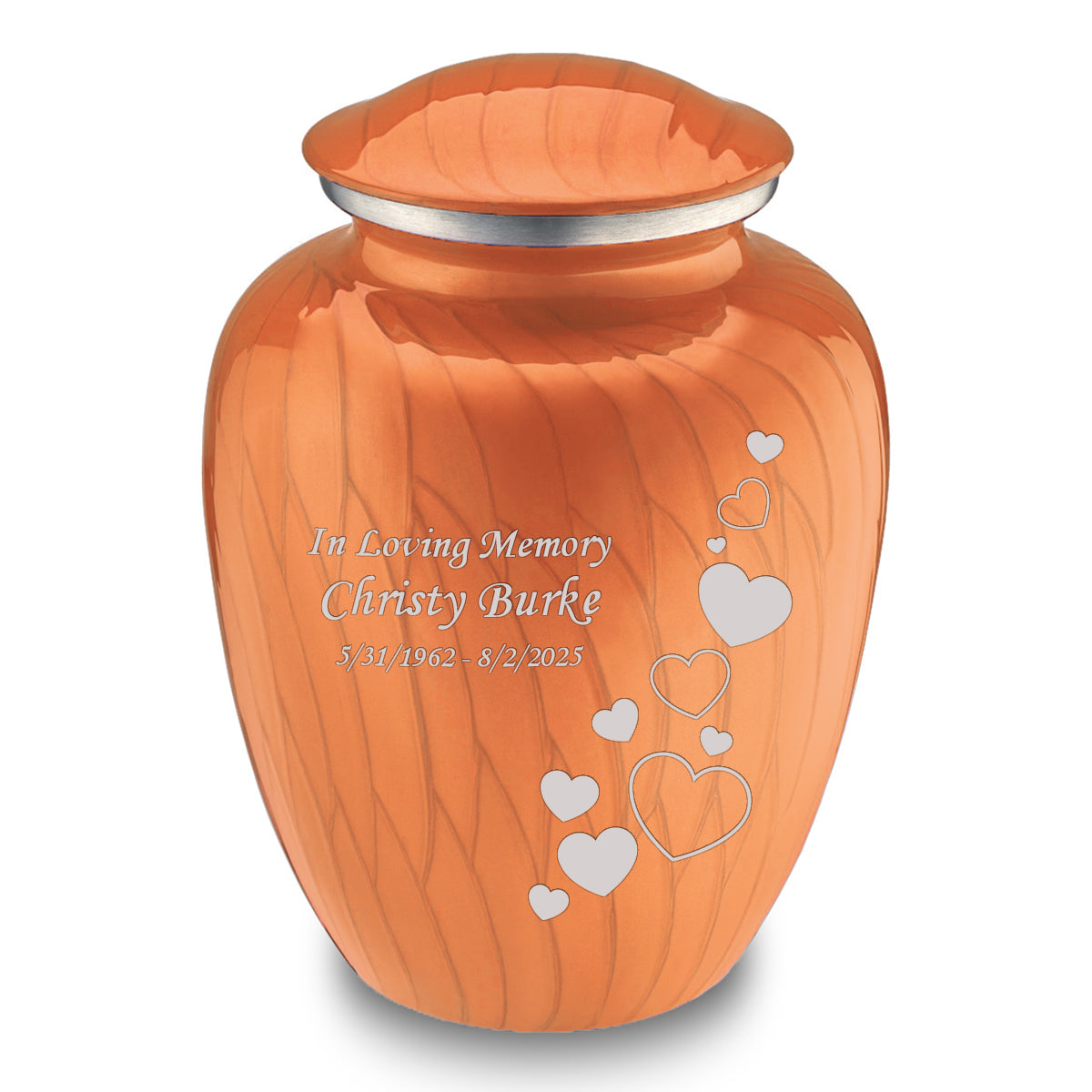 Adult Embrace Pearl Orange Floating Heart Cremation Urn