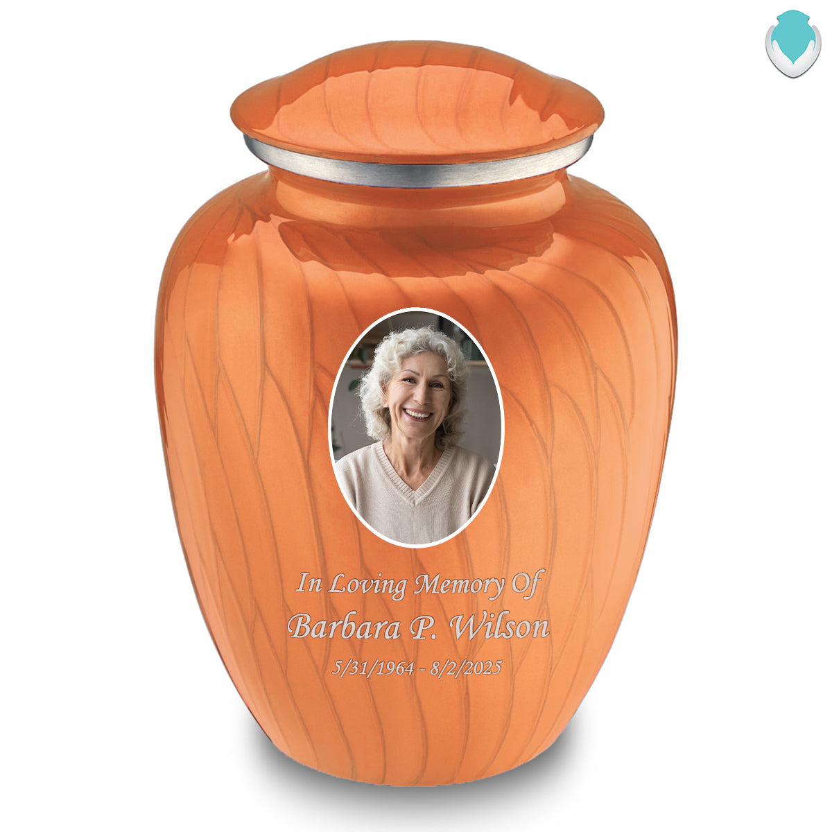 Adult Embrace Pearl Orange Portrait Cremation Urn
