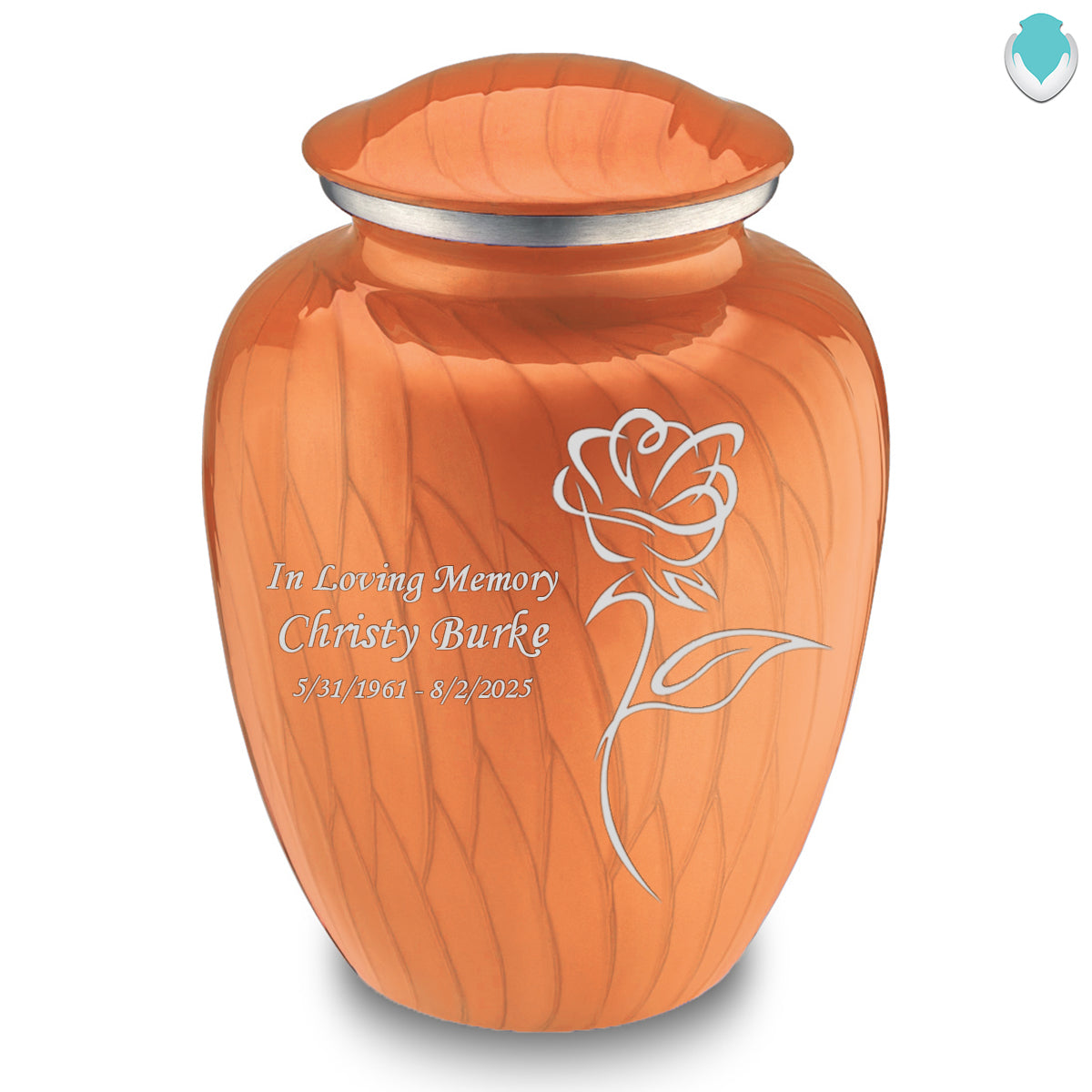 Adult Embrace Pearl Orange Rose Cremation Urn