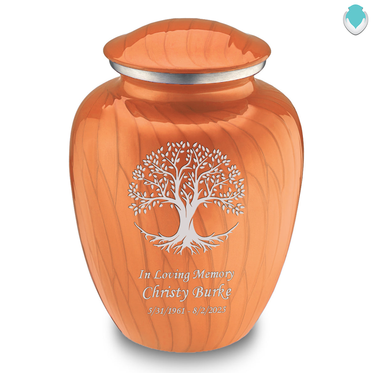 Adult Embrace Pearl Orange Tree of Life Cremation Urn