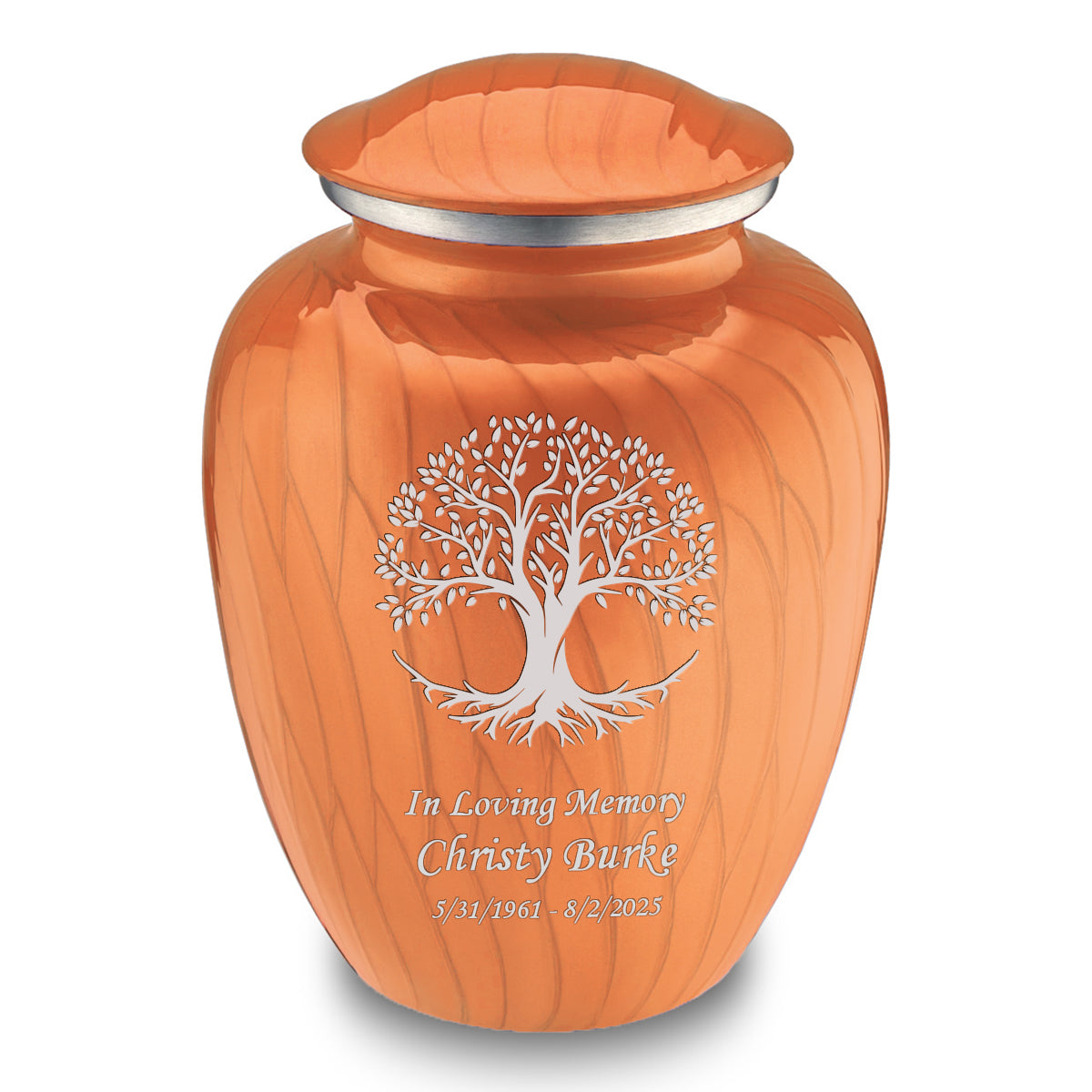 Adult Embrace Pearl Orange Tree of Life Cremation Urn