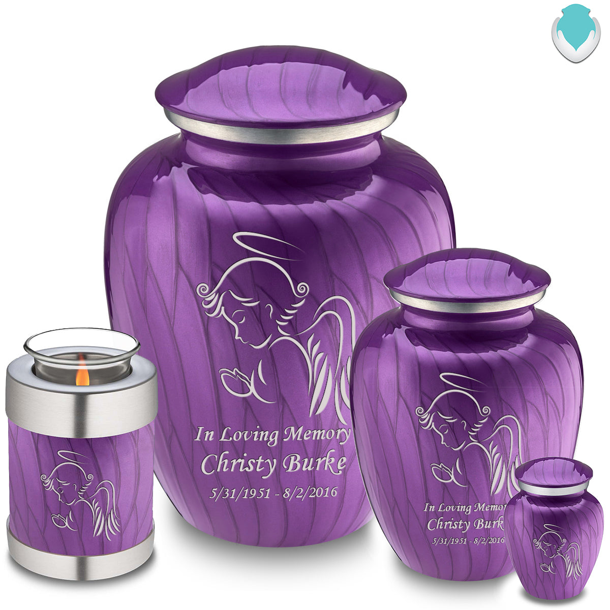 Adult Embrace Pearl Purple Angel Cremation Urn