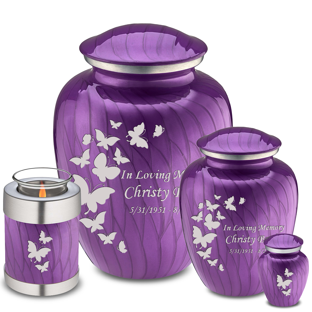 Adult Embrace Pearl Purple Butterfly Cremation Urn