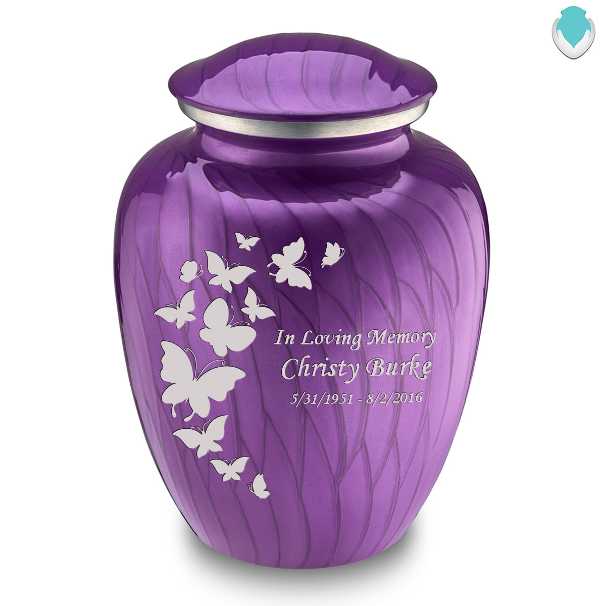Adult Embrace Pearl Purple Butterfly Cremation Urn