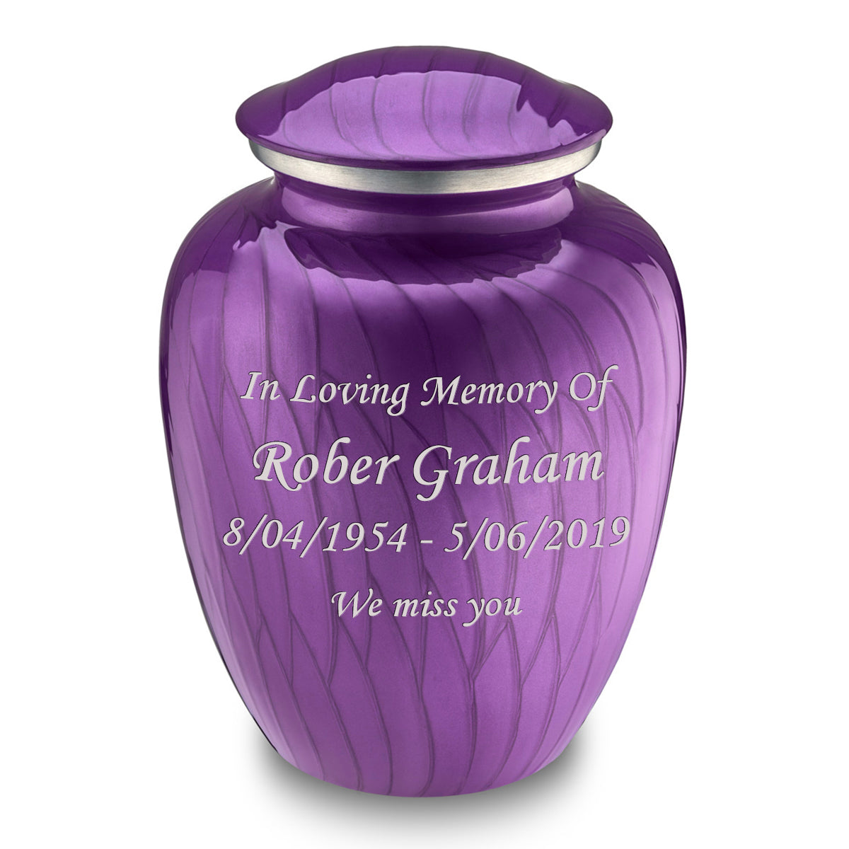 Adult Embrace Pearl Purple Custom Engraved Cremation Urn