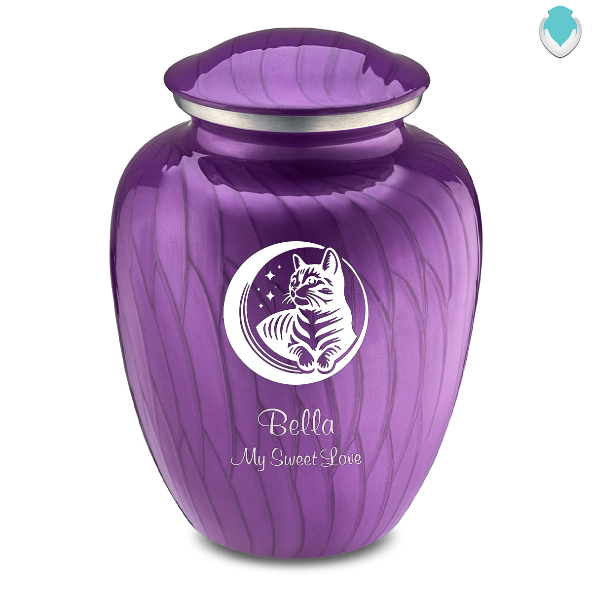 Large Embrace Pearl Purple  Pet Cute Cat Cremation Urn