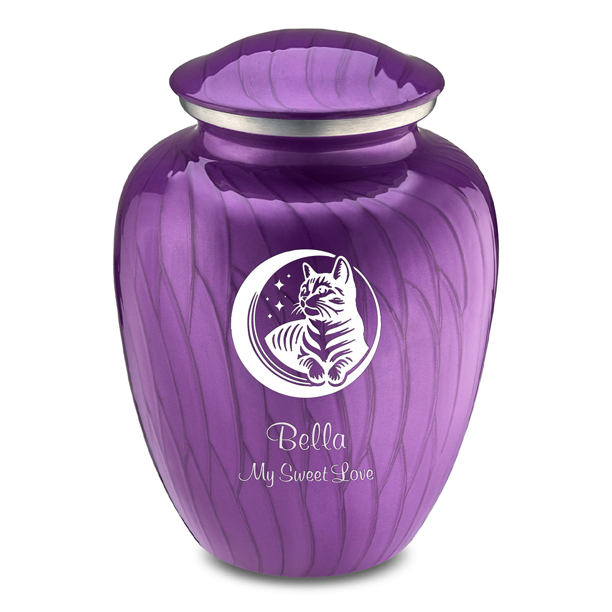 Large Embrace Pearl Purple  Pet Cute Cat Cremation Urn