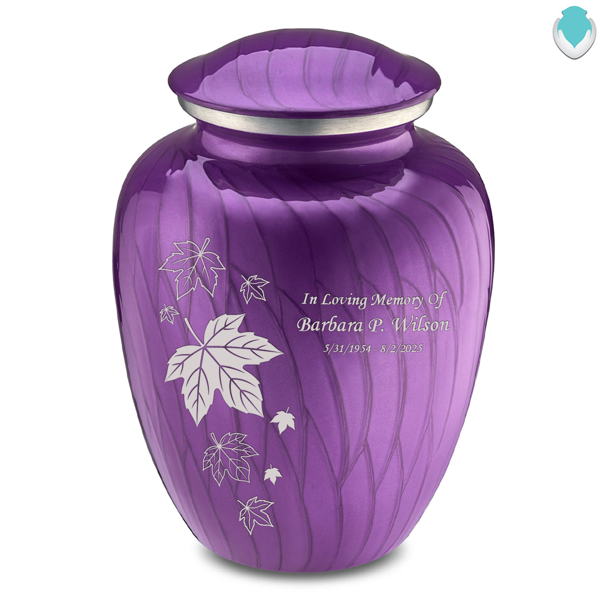 Adult Embrace Pearl Purple Falling Leaves Cremation Urn