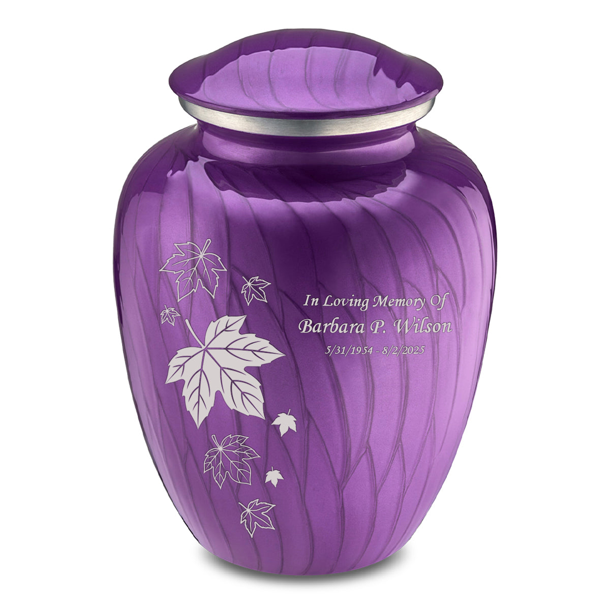 Adult Embrace Pearl Purple Falling Leaves Cremation Urn