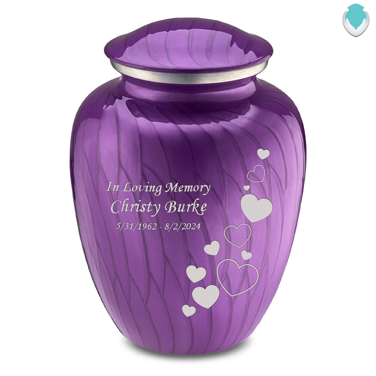 Adult Embrace Pearl Purple Floating Heart Cremation Urn