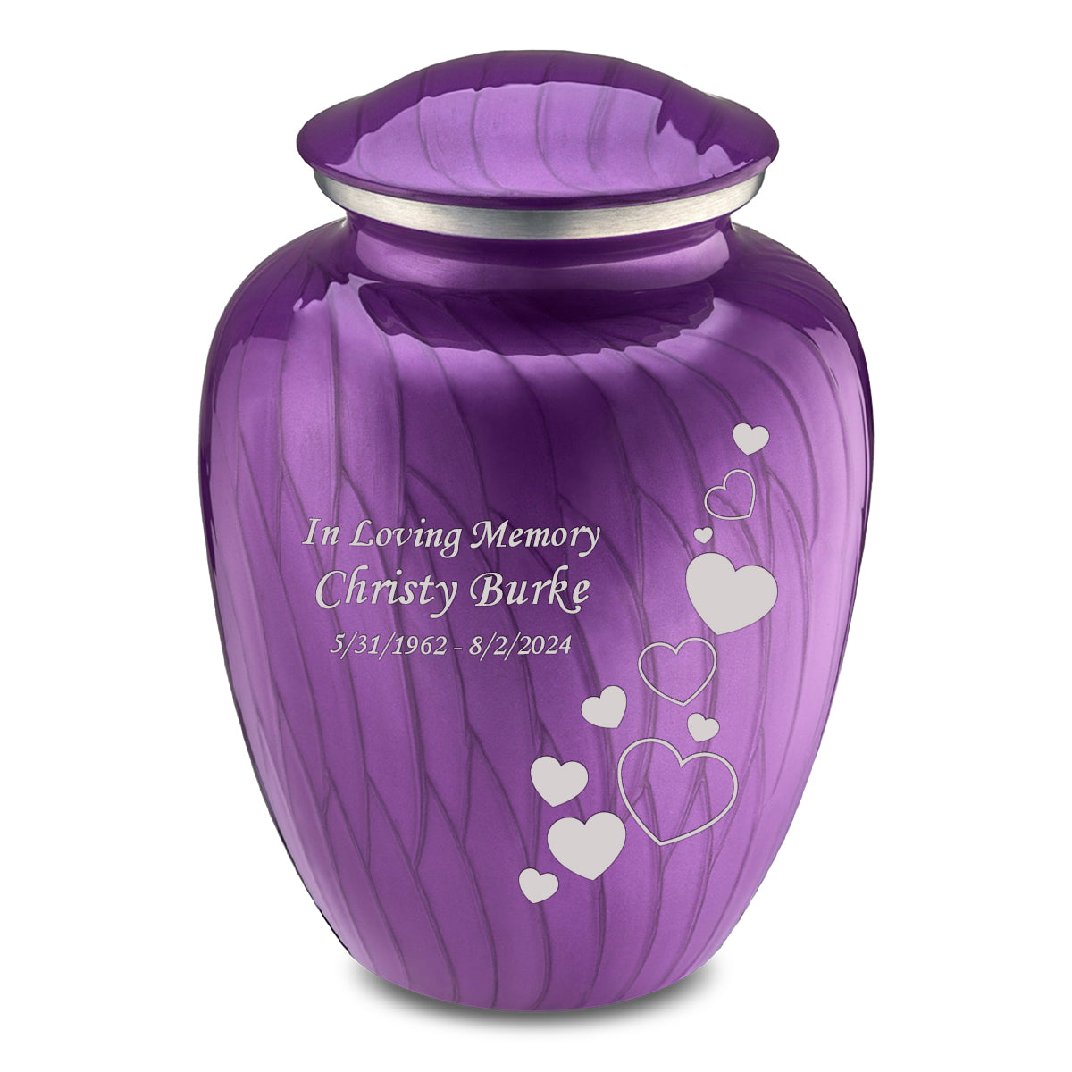Adult Embrace Pearl Purple Floating Heart Cremation Urn