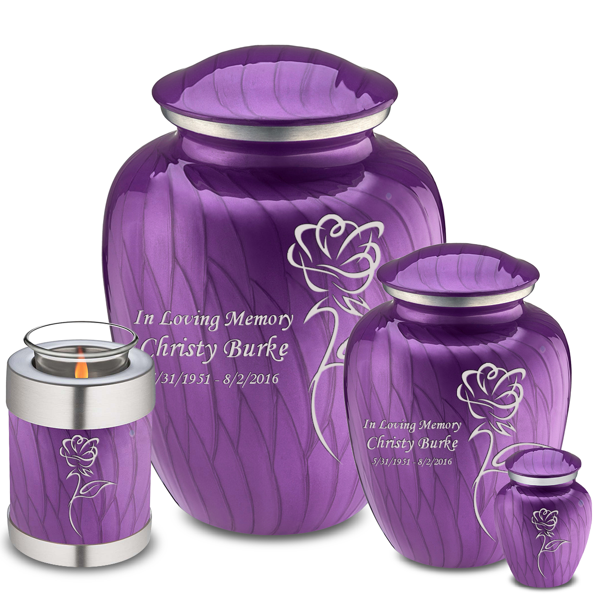 Keepsake Embrace Pearl Purple Rose Cremation Urn