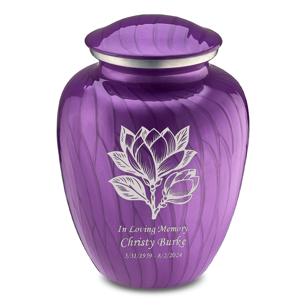 Adult Embrace Pearl Purple Magnolia Flower Cremation Urn