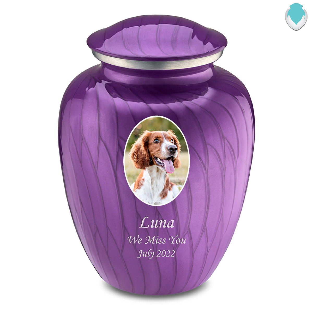 Adult Pet Embrace Pearl Purple Portrait Cremation Urn