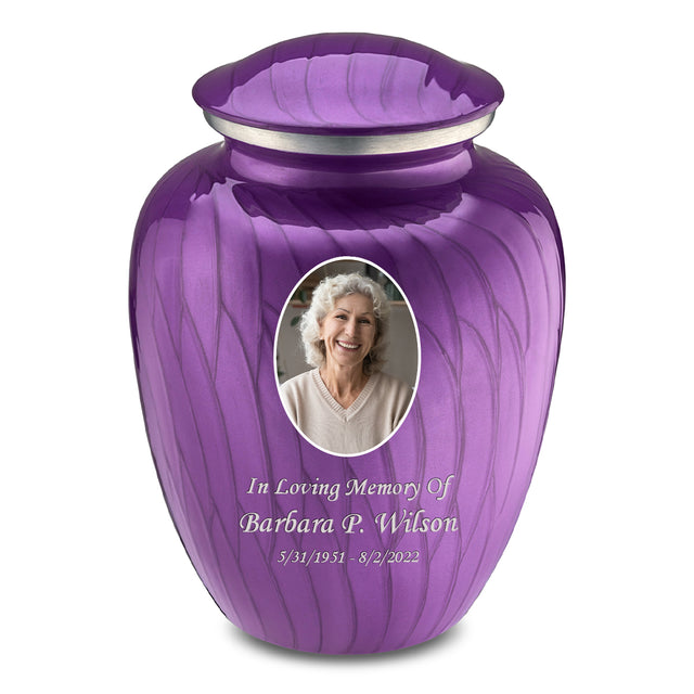 Adult Embrace Pearl Purple Portrait Cremation Urn