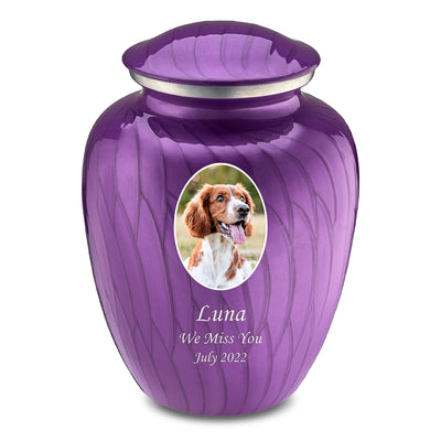 Adult Pet Embrace Pearl Purple Portrait Cremation Urn